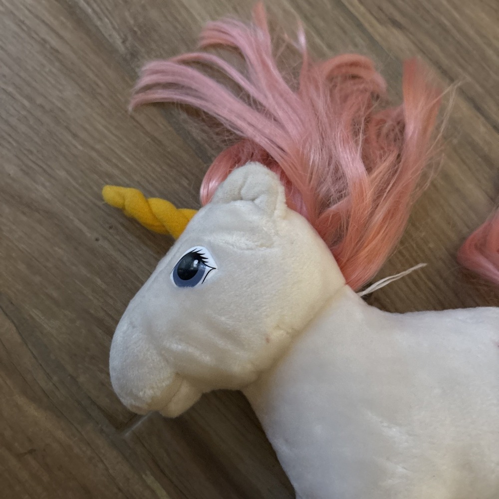 Vintage My Little Pony Moondancer Unicorn Plush Hasbro Softies 1984 White 10in - Picture 5 of 11